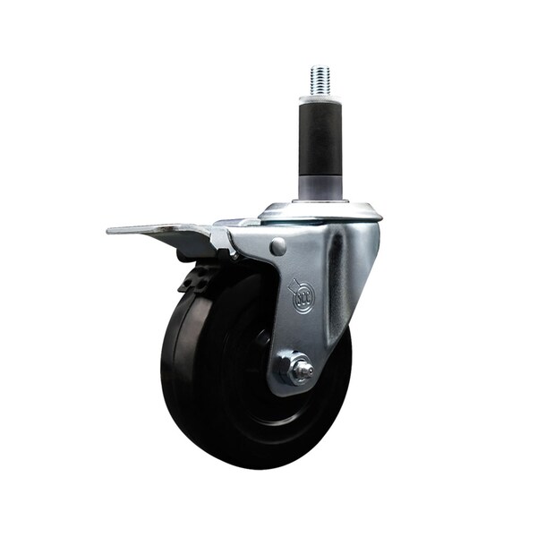 4'' SS Hard Rubber Swivel 1-1/8'' Expand Stem Caster Total Lock Brake